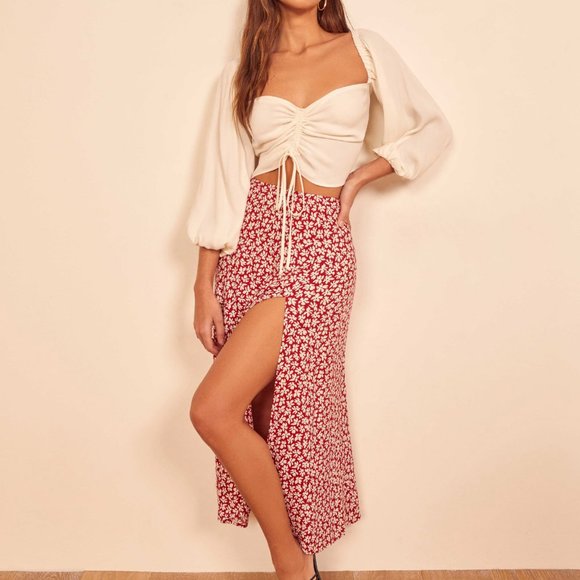 Small floral slit hip wrap skirt S M L XL - Picture 6 of 8